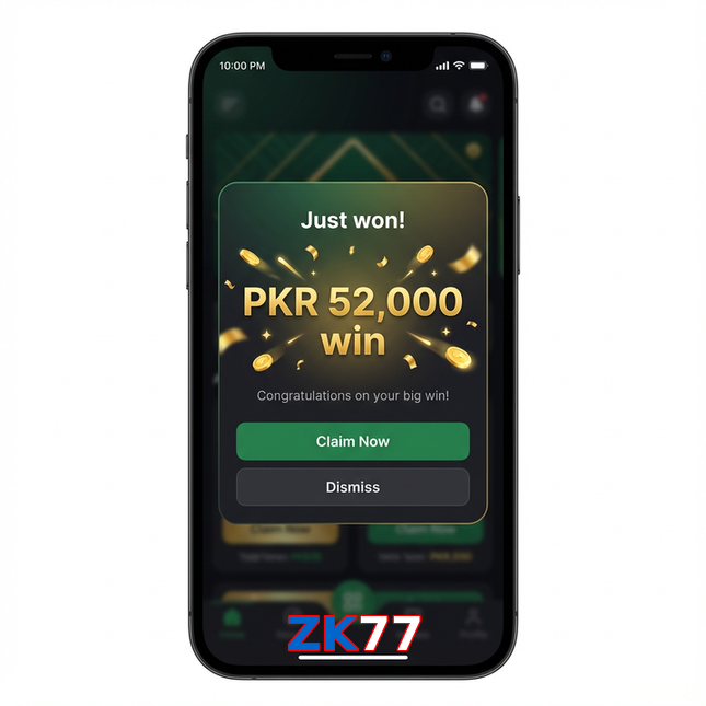 Main screen of ZK77 win page for PK players